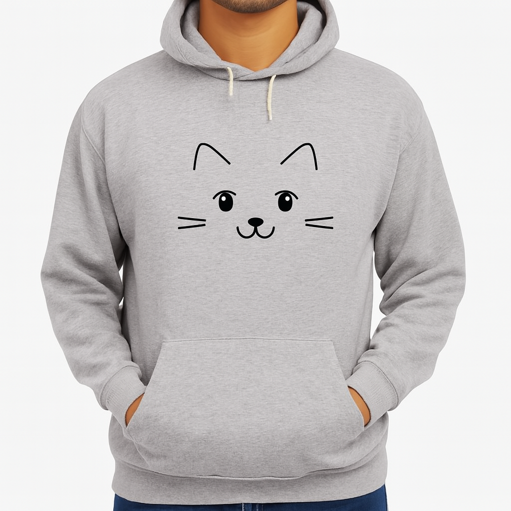 New Summer Collection Full Grey Hoodie Cute Cat Printed For Girl And Boys View Gallery - Pakistan