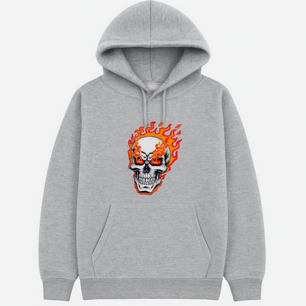 New Summer Collection Full Grey Hoodie ghost Printed For Men And Boys View Gallery - Pakistan
