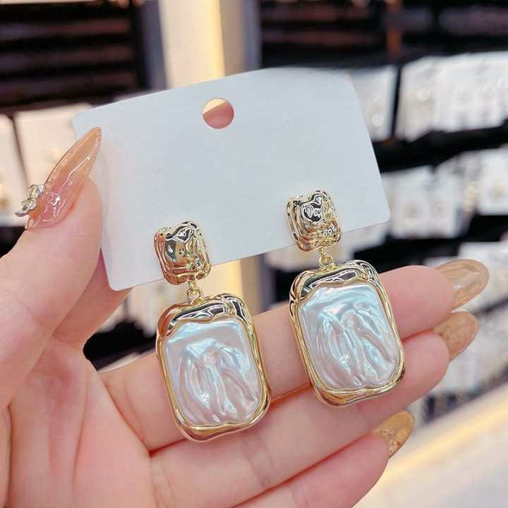 Elegant Korean Gold Foil Earrings with White Stone (PXT-115) View Gallery - Pakistan