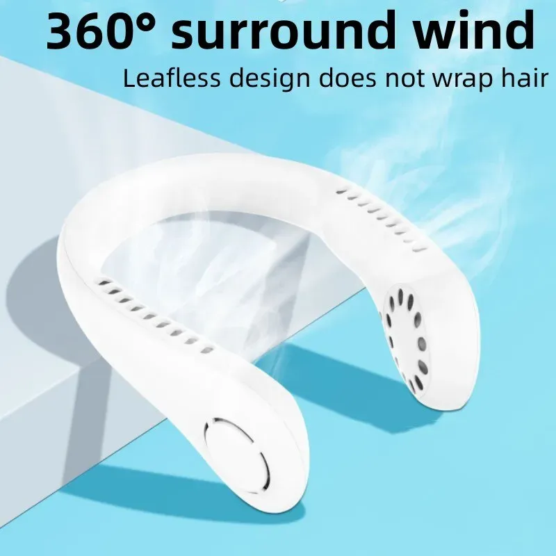 Mini Hanging Neck Fan High Wind 3 Speed Adjustable USB Charging Portable Quiet Super Long Life Outdoor Sports Office Camping (Random Color) View Gallery - Pakistan