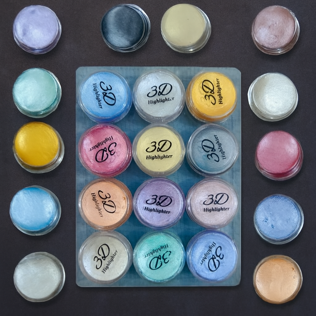 Professional 3D Highlighter 12 Color Palette – Trendy Creamy Shimmer Kit With Pressed Powder Shades – Shiny Makeup Cosmetic Palette Box For Radiant Glow View Gallery - Pakistan