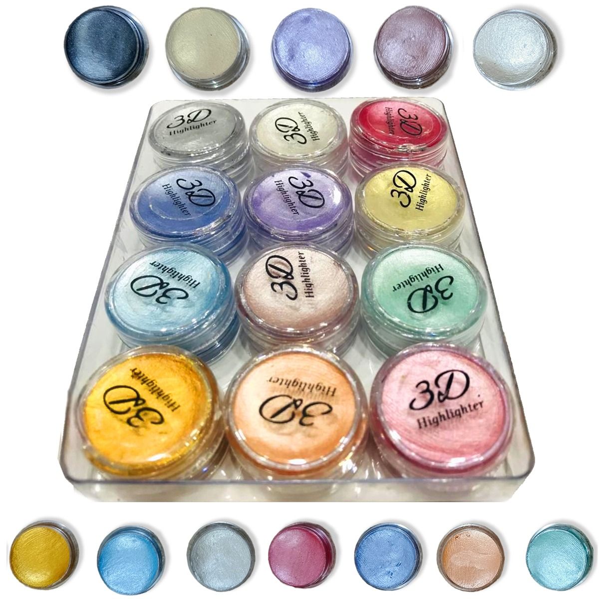 Professional 3D Highlighter 12 Color Palette – Trendy Creamy Shimmer Kit With Pressed Powder Shades – Shiny Makeup Cosmetic Palette Box For Radiant Glow View Gallery - Pakistan
