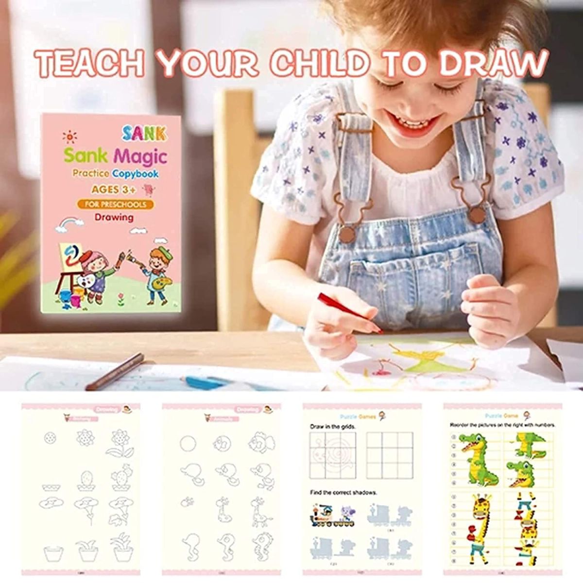 Sank Magic Practice Copybook Set – 4 Books + 10 Refills with Pen for Kids View Gallery - Pakistan