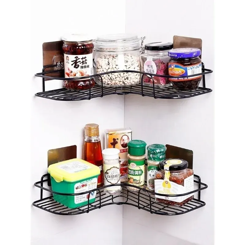 Metal Corner Rack For Bathroom &amp; Kitchen | Bathroom Metal Shelf Organizer | Storage Rack Corner Frame Shampoo Storage Holder | Wall Mount Bathroom Accessories (With Hook) View Gallery - Pakistan