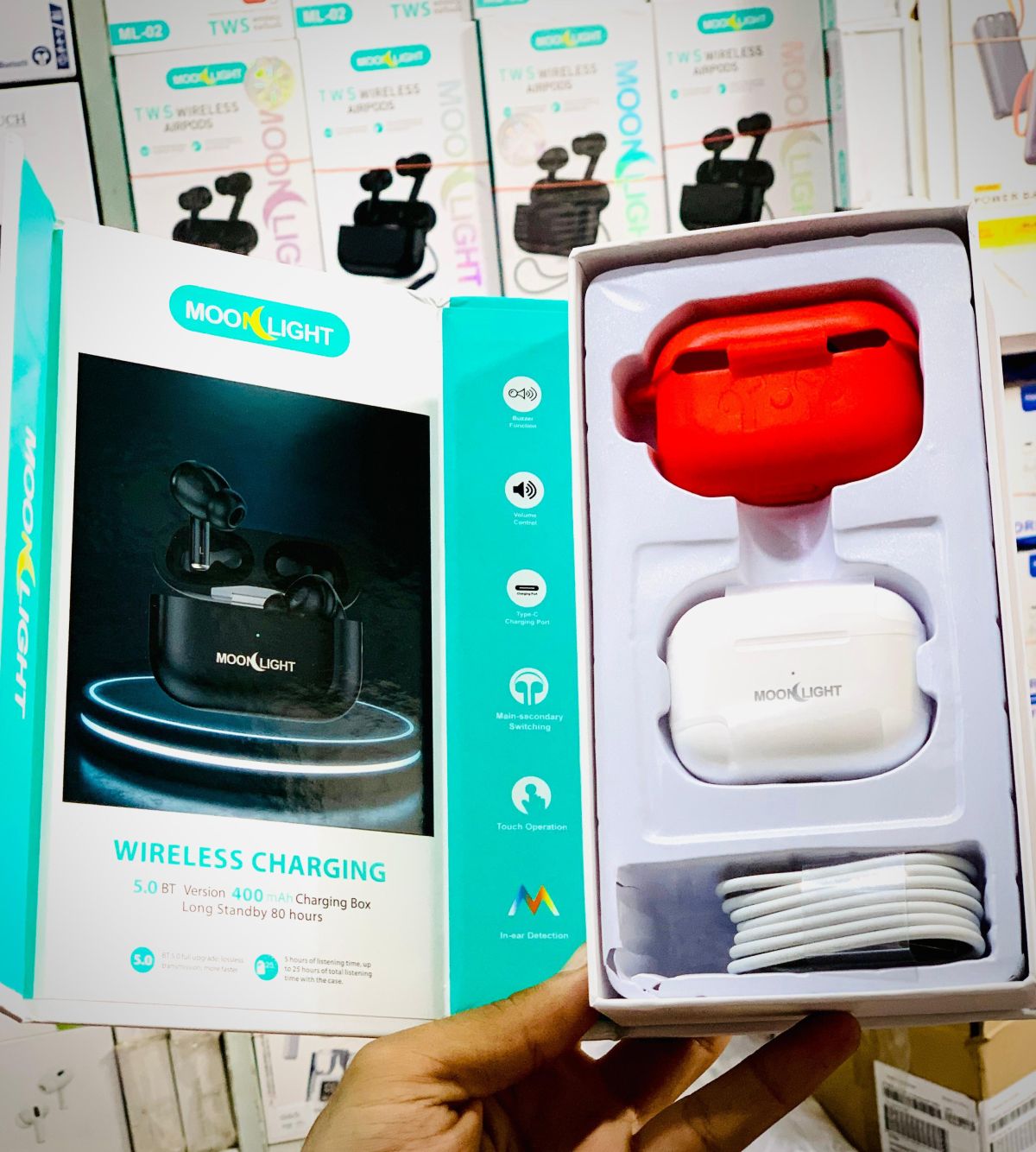 Moonlight New Model Bluetooth AirPods Pro 2 With Magnetic Design Wireless Charging Case Buzzer Volume Control Big Battery And Bluetooth Pouch View Gallery - Pakistan
