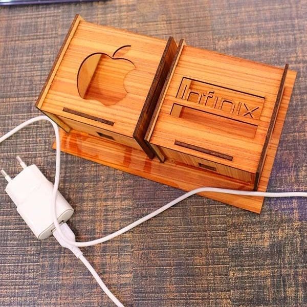 Wall Mounted Wooden Mobile Charging Holder – Phone & Charger Organizer for Home & Office View Gallery - Pakistan