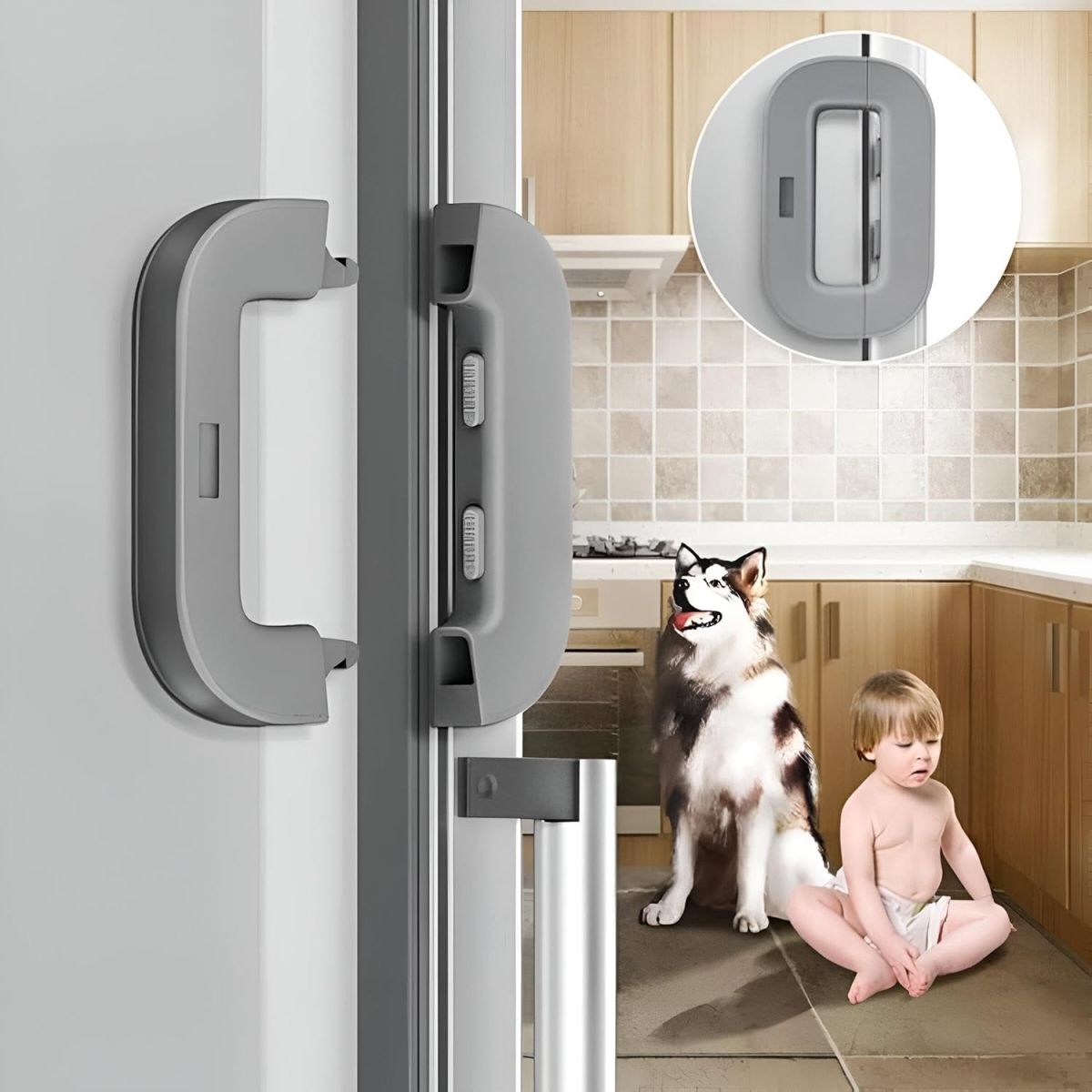 Child Safety Refrigerator Lock – Self Adhesive Fridge And Freezer Door Lock With Double Safety Button And Easy One Hand Operation (Random Color)