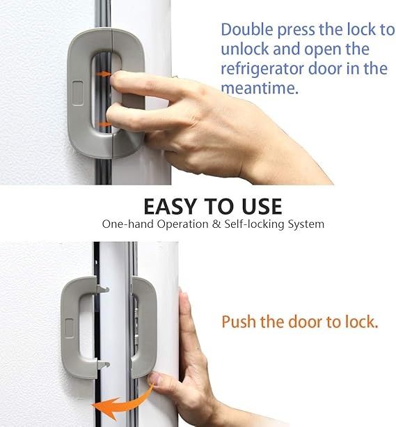 Child Safety Refrigerator Lock – Self Adhesive Fridge And Freezer Door Lock With Double Safety Button And Easy One Hand Operation (Random Color) View Gallery - Pakistan