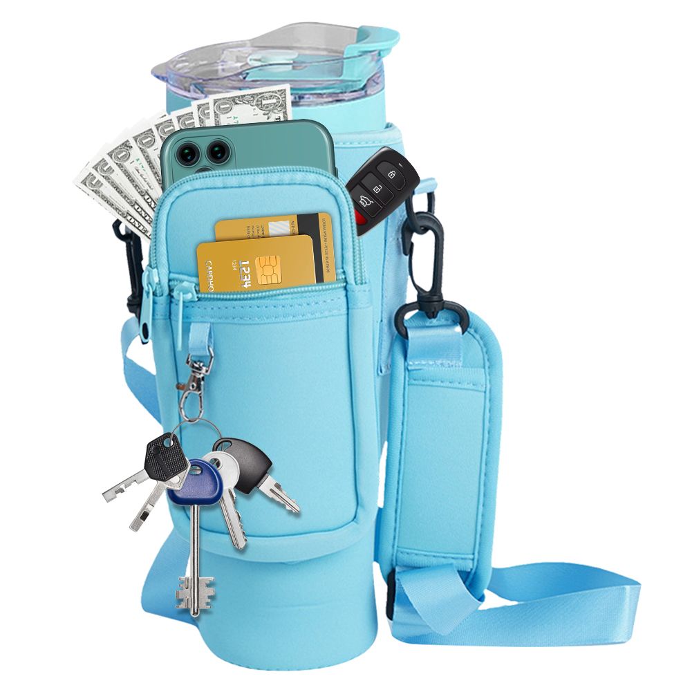 Water Bottle Carrier Bag with Phone Pocket for Stanley Quencher Cup with Handle Water Bottle Holder Pouch - For 1200 ML Bottle View Gallery - Pakistan