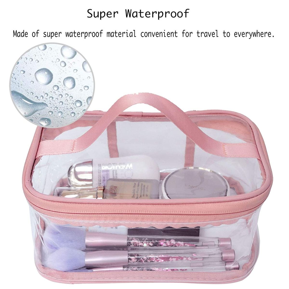 Cosmetic Organizer Makeup Brush Bag Cosmetics Transparent Multifunction Large Waterproof Portable Travel Makeup Cosmetic Bags (Pink Color) View Gallery - Pakistan