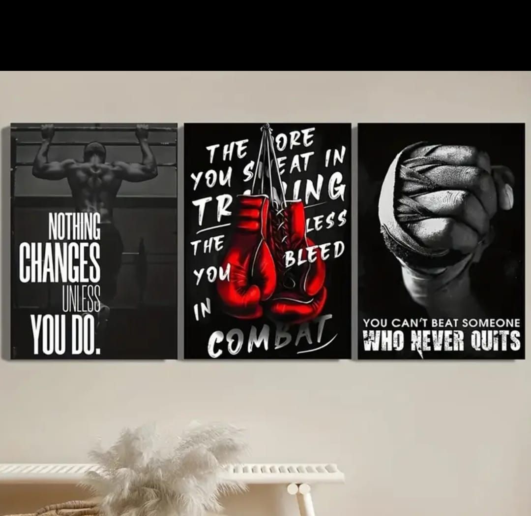 3-Piece Sports Wall Décor – Boxing Motivational Quote Prints, Athletic Black & White Art (8x11 Inches Each) View Gallery - Pakistan