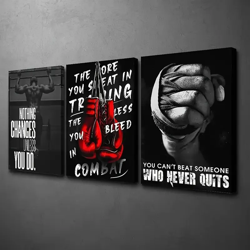 3-Piece Sports Wall Décor – Boxing Motivational Quote Prints, Athletic Black & White Art (8x11 Inches Each) View Gallery - Pakistan