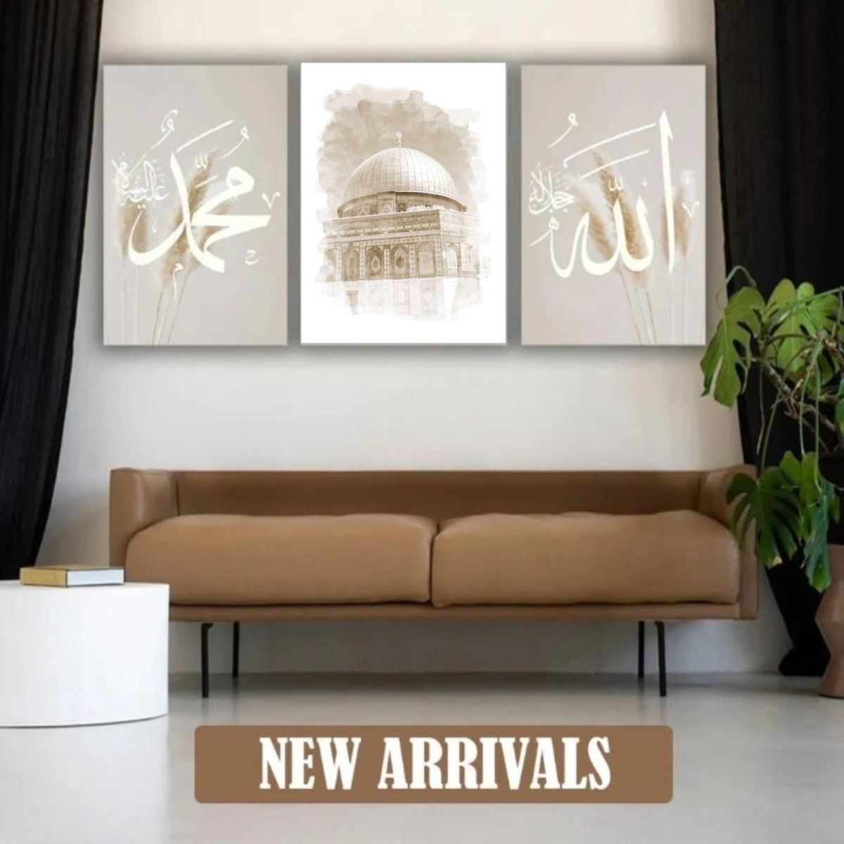 3-Piece Islamic Wooden Wall Art Set Featuring Allah, Muhammad And Calligraphy Design | Available In 8x11 And 12x16 Inches | Double Tape Included For Easy Mounting View Gallery - Pakistan