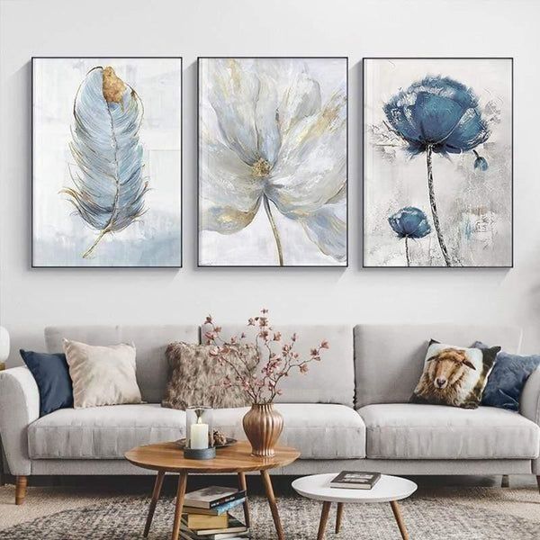 Set of 3 Fresh Posters – Flowers & Feather Wall Art Prints (8x11 Inches) with Double Tape View Gallery - Pakistan
