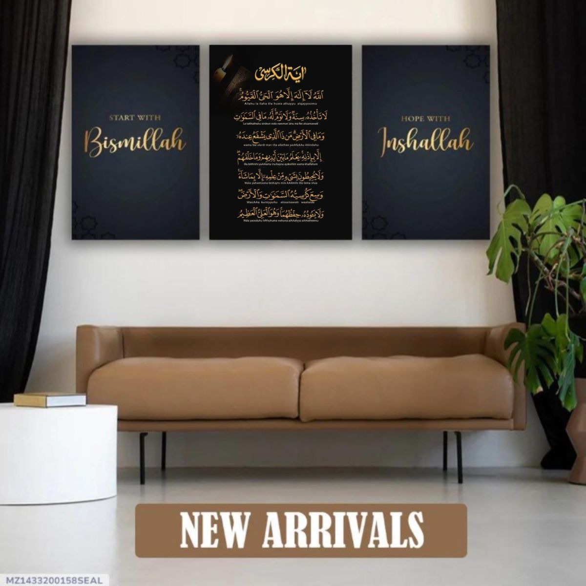 Hope &amp; Faith – 3-Piece Islamic Art Set with Wooden Frames &amp; Easy Wall Mounting