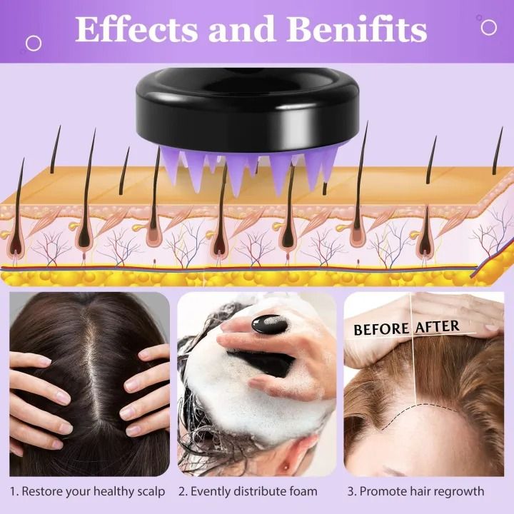 1 Piece Scalp Massager Shampoo Brush – Silicone Hair Scalp Scrubber for Deep Cleaning & Relaxing Massage (Multicolor, Pack of 1) View Gallery - Pakistan