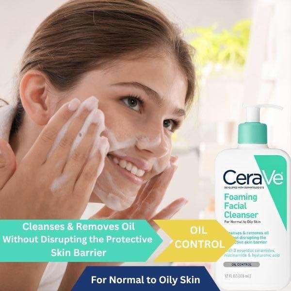 CeraVe Foaming Facial Cleanser for Normal to Oily Skin – Oil Control with Ceramides, Niacinamide & Hyaluronic Acid, 237ml View Gallery - Pakistan