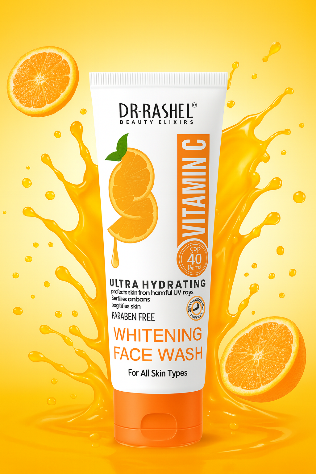 Dr Rashel Vitamin C Ultra Hydrating Whitening Face Wash – Brightening &amp; Moisturizing Cleanser, 100ml (1 Pc)