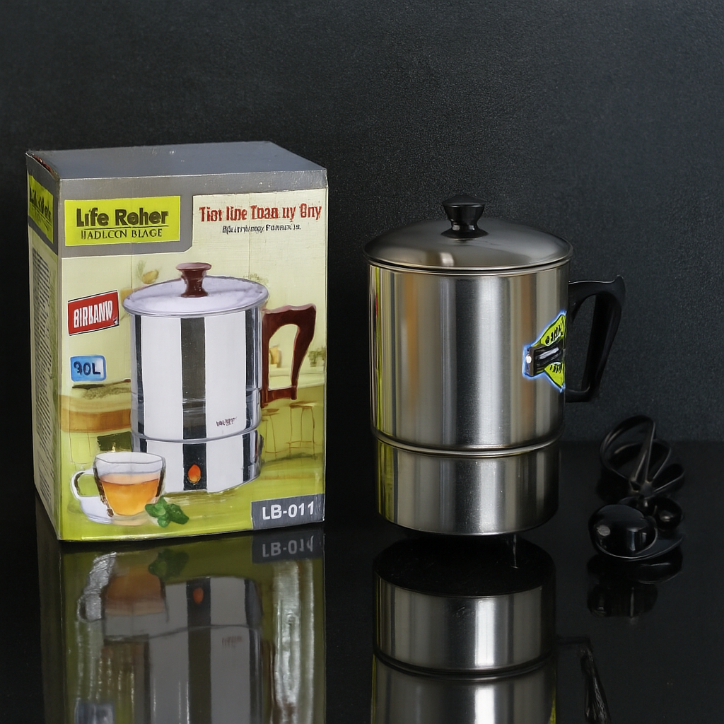 Life Relax Electric Water Kettle 1.0L – Stainless Steel Electric Heating Cup LR-014 | 350W Portable Electric Water Boiler for Tea, Coffee, Milk & Food View Gallery - Pakistan
