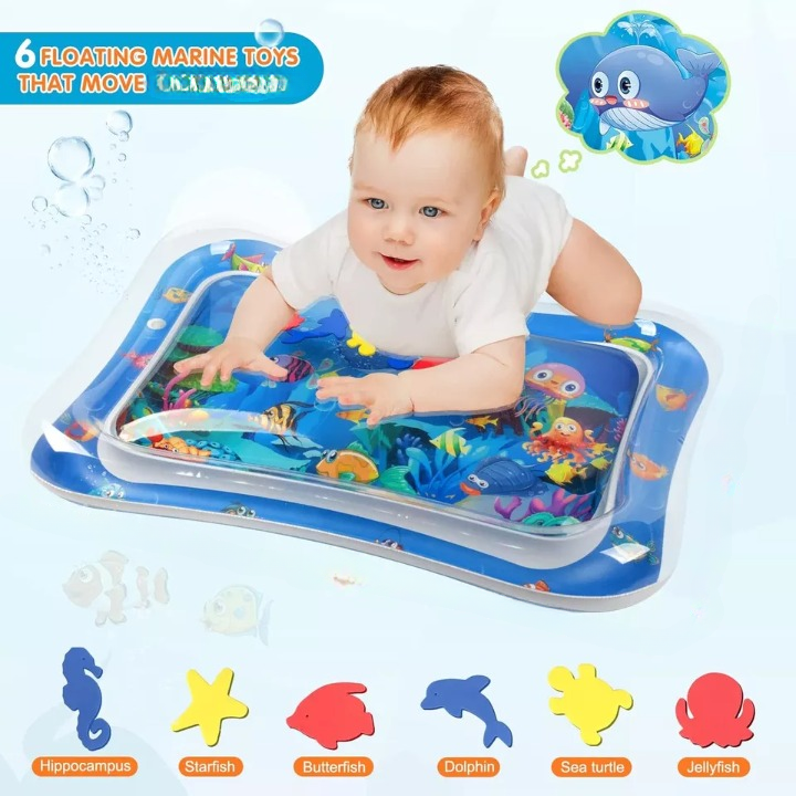 Inflatable Water Play Mat – Premium Baby Toy for Infants &amp; Toddlers (3–24 Months), Muscle Strengthening &amp; Sensory Development, 27.4x21.5x2.2 inch (Random Color)