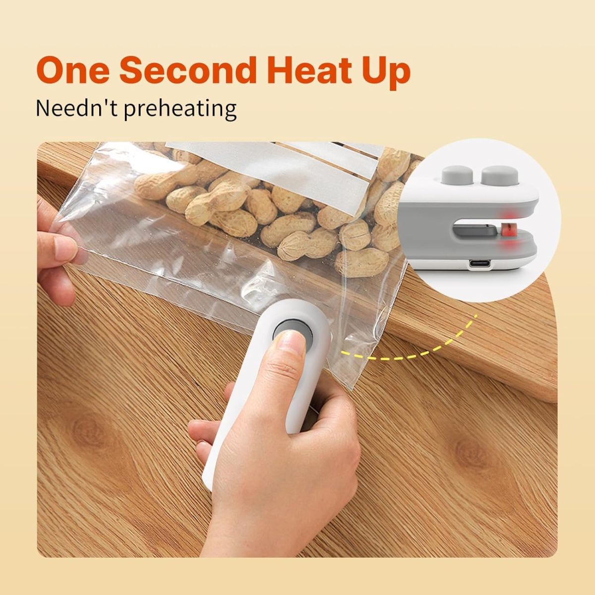 1 Pc Mini Heat Sealing Machine 2-in-1 Cutter & Sealer | USB Rechargeable Food Bag Sealer for Snacks & Storage (Random Color) View Gallery - Pakistan