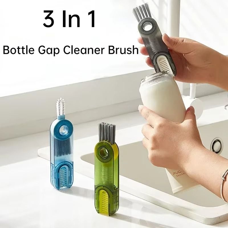 3-in-1 Silicone Cup Brush Set | U-Shaped Bottle Cleaner with Steel Balls & Straw Lid Scrubber | Multi-Functional Kitchen Cleaning Tool (Random Color) View Gallery - Pakistan