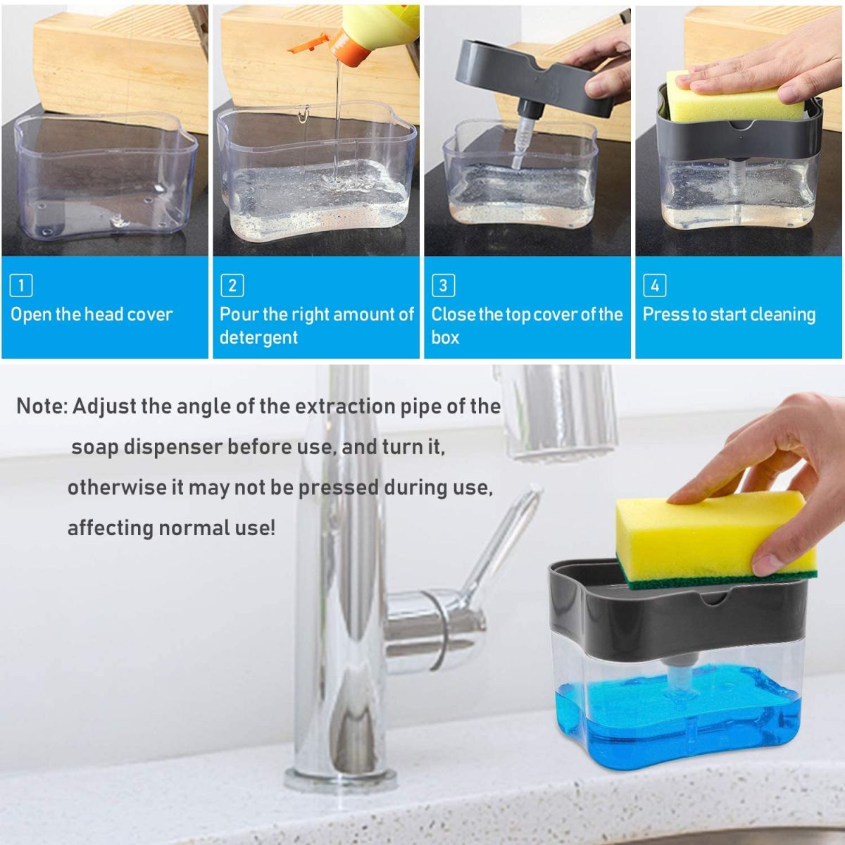 2-in-1 Soap Pump Dispenser with Sponge Holder – Kitchen Sink Liquid Soap Dispenser for Easy Dishwashing (Without Sponge) View Gallery - Pakistan