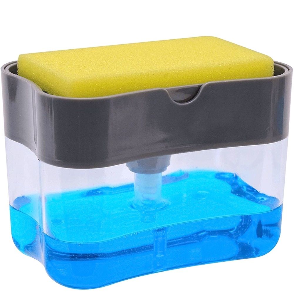 2-in-1 Soap Pump Dispenser with Sponge Holder – Kitchen Sink Liquid Soap Dispenser for Easy Dishwashing (Without Sponge) View Gallery - Pakistan