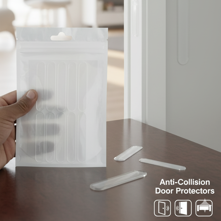Pack of 10 Anti-Collision Door Stickers – Silicone Wall Protectors, Perforation-Free, Non-Marking, Mute Buffer Strips for Home &amp; Furniture Safety