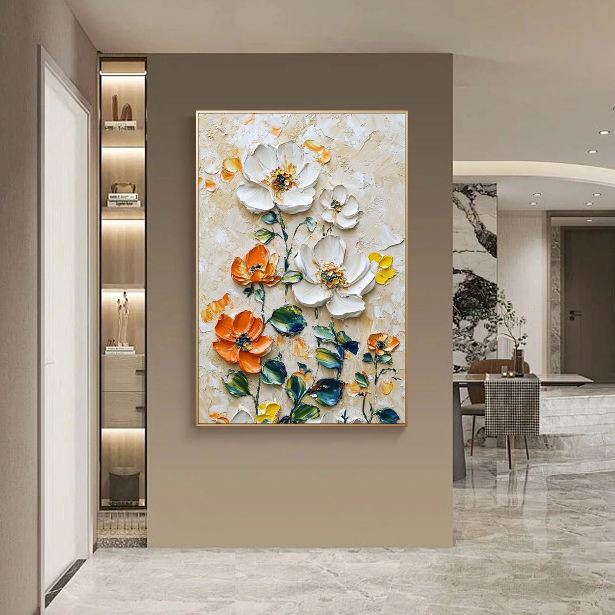 Vertical Floral Canvas Painting – Wild Garden Wall Art for Home & Office Décor View Gallery - Pakistan