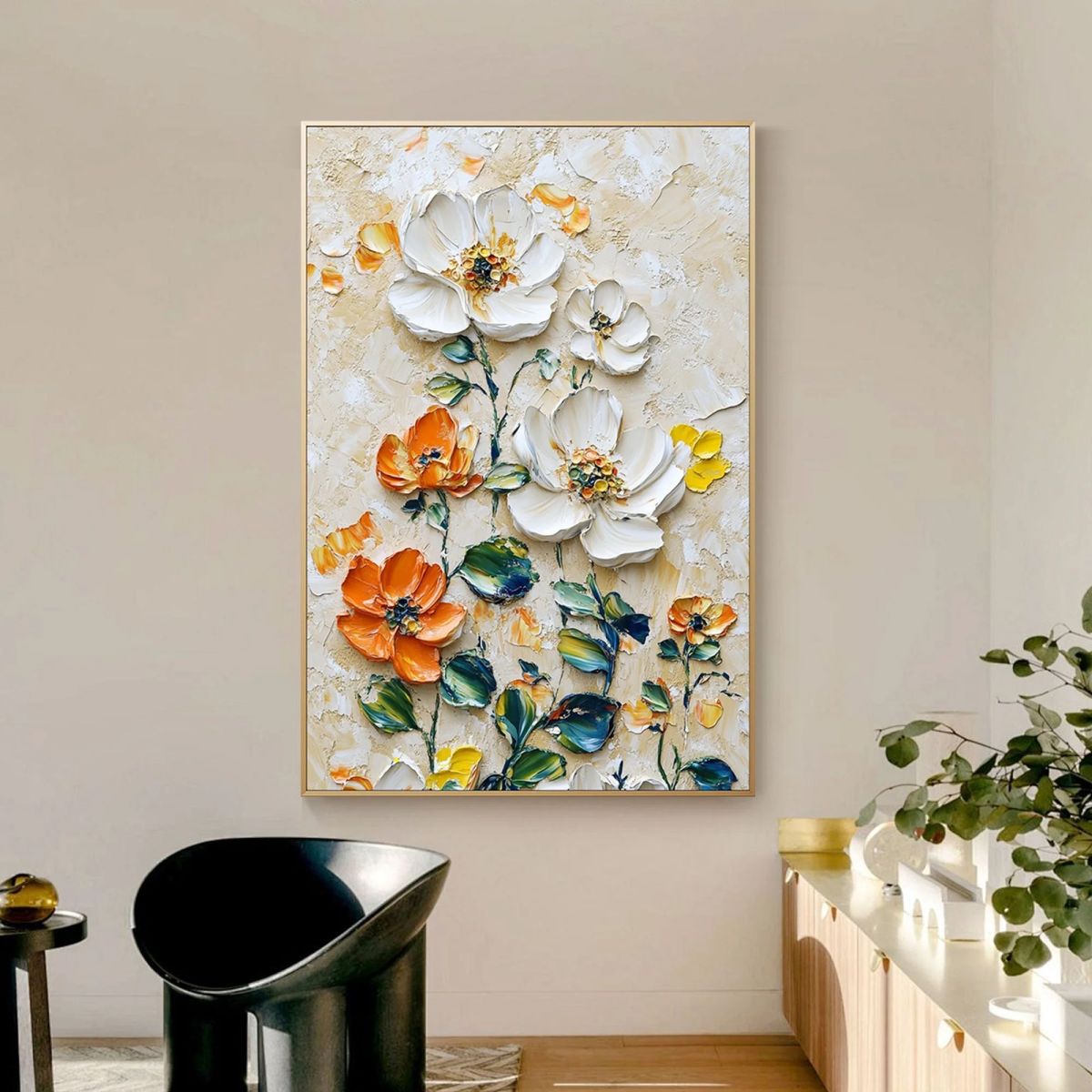 Vertical Floral Canvas Painting – Wild Garden Wall Art for Home & Office Décor View Gallery - Pakistan