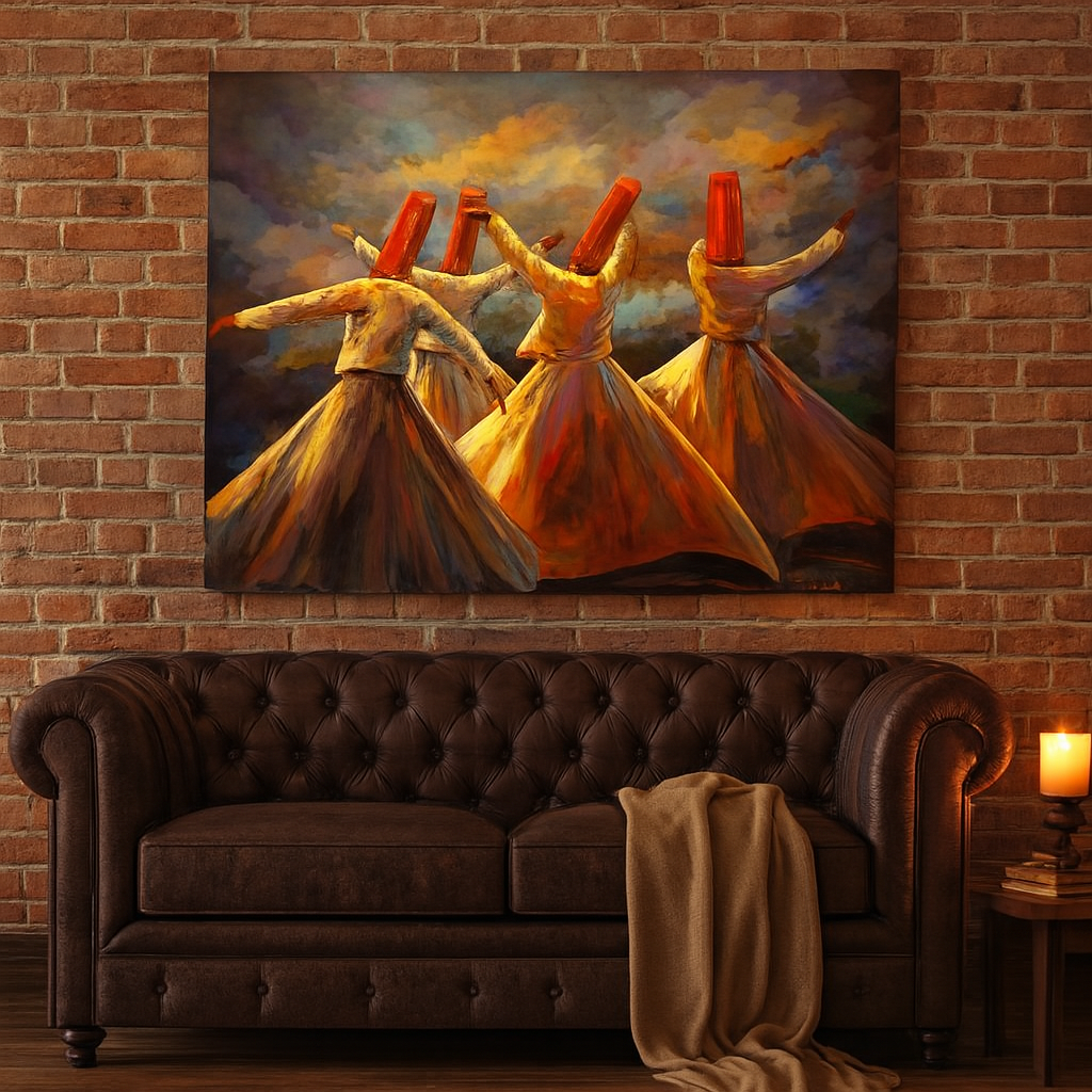 Whirling Dervish Wall Art Painting – Sufi Dance Canvas, Spiritual Home Décor (12x16) View Gallery - Pakistan