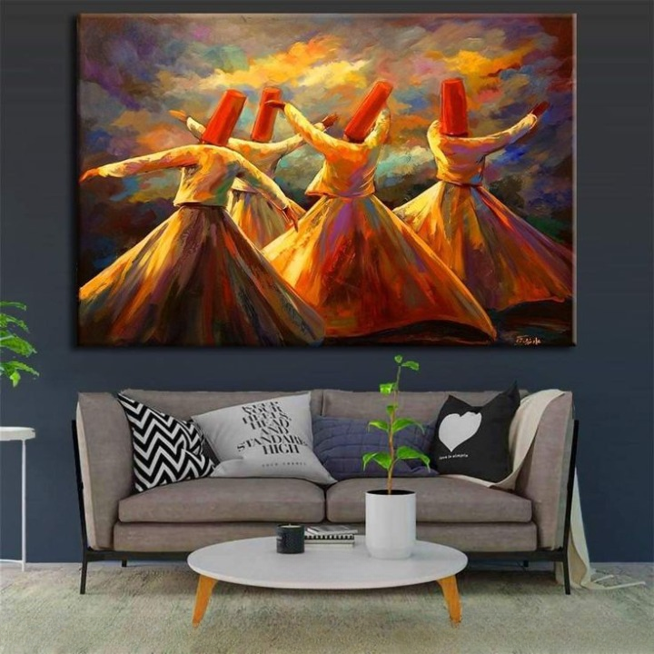 Whirling Dervish Wall Art Painting – Sufi Dance Canvas, Spiritual Home Décor (12x16) View Gallery - Pakistan