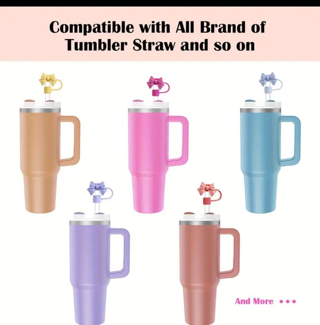 1PC Cute Bow Straw Cap Cover for 10mm Straws – Fits Stanley Tumbler Cups, Dustproof & Leak-Resistant (Random Color) View Gallery - Pakistan
