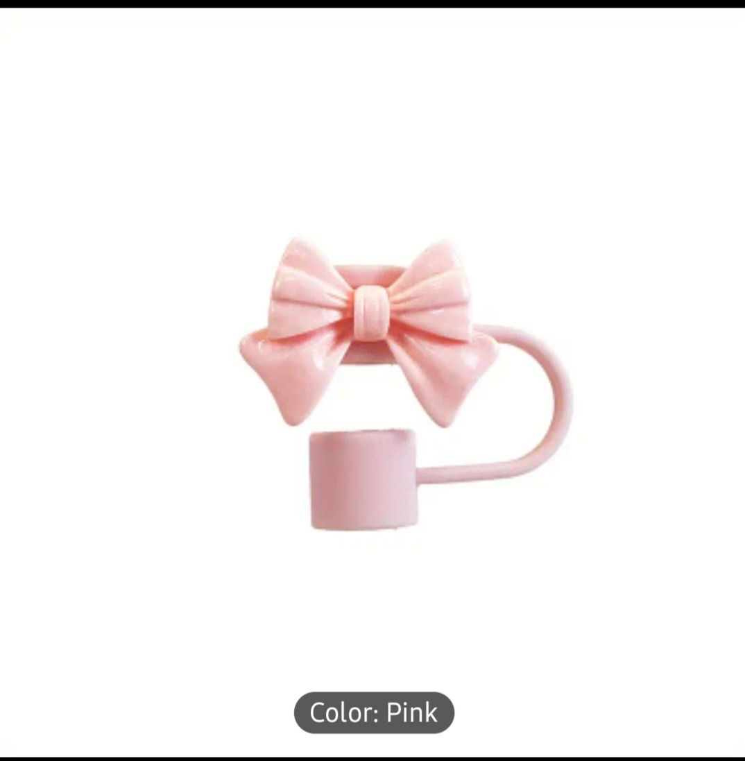 1PC Cute Bow Straw Cap Cover for 10mm Straws – Fits Stanley Tumbler Cups, Dustproof & Leak-Resistant (Random Color) View Gallery - Pakistan