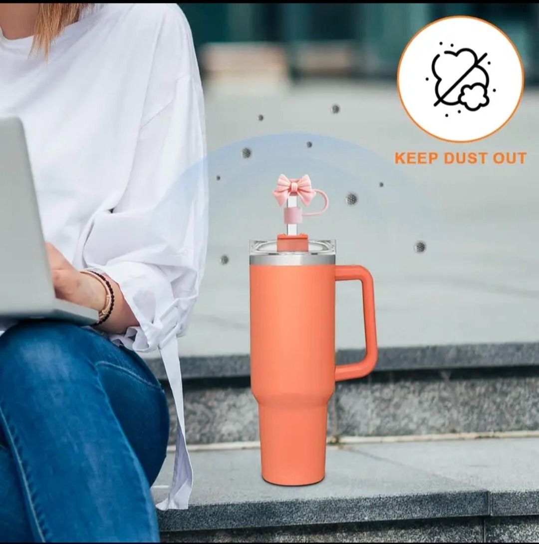 1PC Cute Bow Straw Cap Cover for 10mm Straws – Fits Stanley Tumbler Cups, Dustproof & Leak-Resistant (Random Color) View Gallery - Pakistan