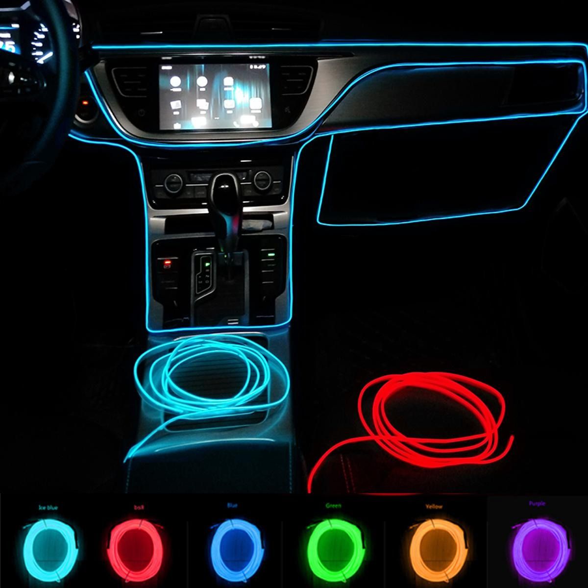 Car Dashboard Neon Light Strip – 3 Meter Flexible EL Wire with Easy Installation, Random Color View Gallery - Pakistan