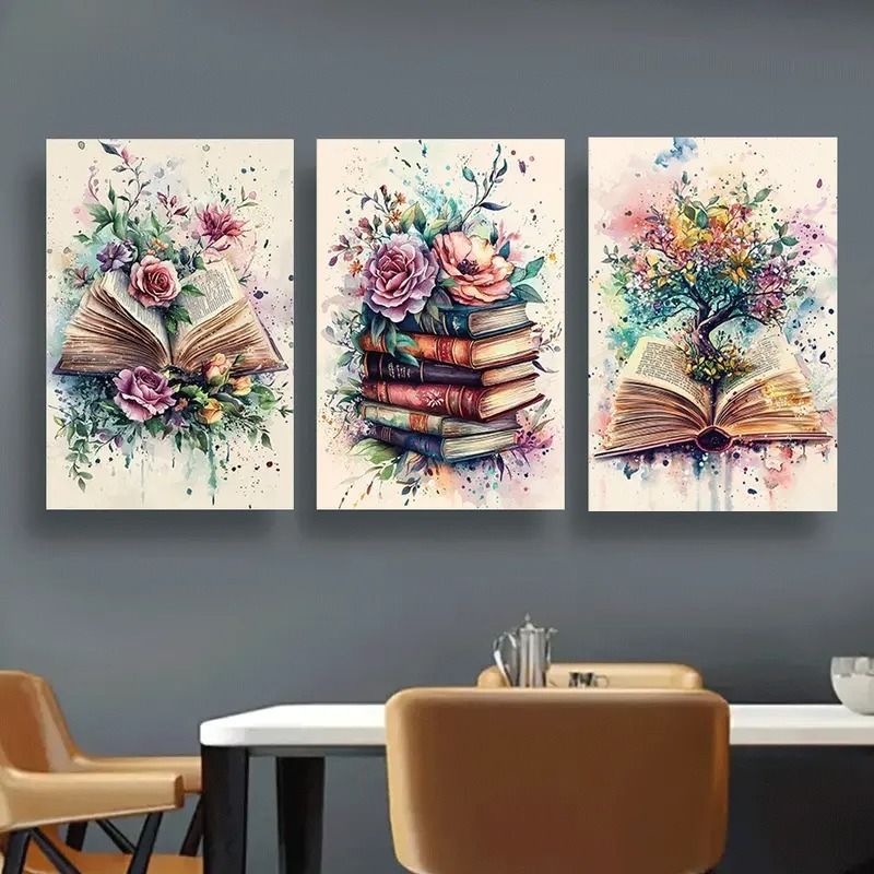Botanical Books – 3-Piece Watercolor Wall Art Set Celebrating Growth & Imagination (8x11 inch) View Gallery - Pakistan