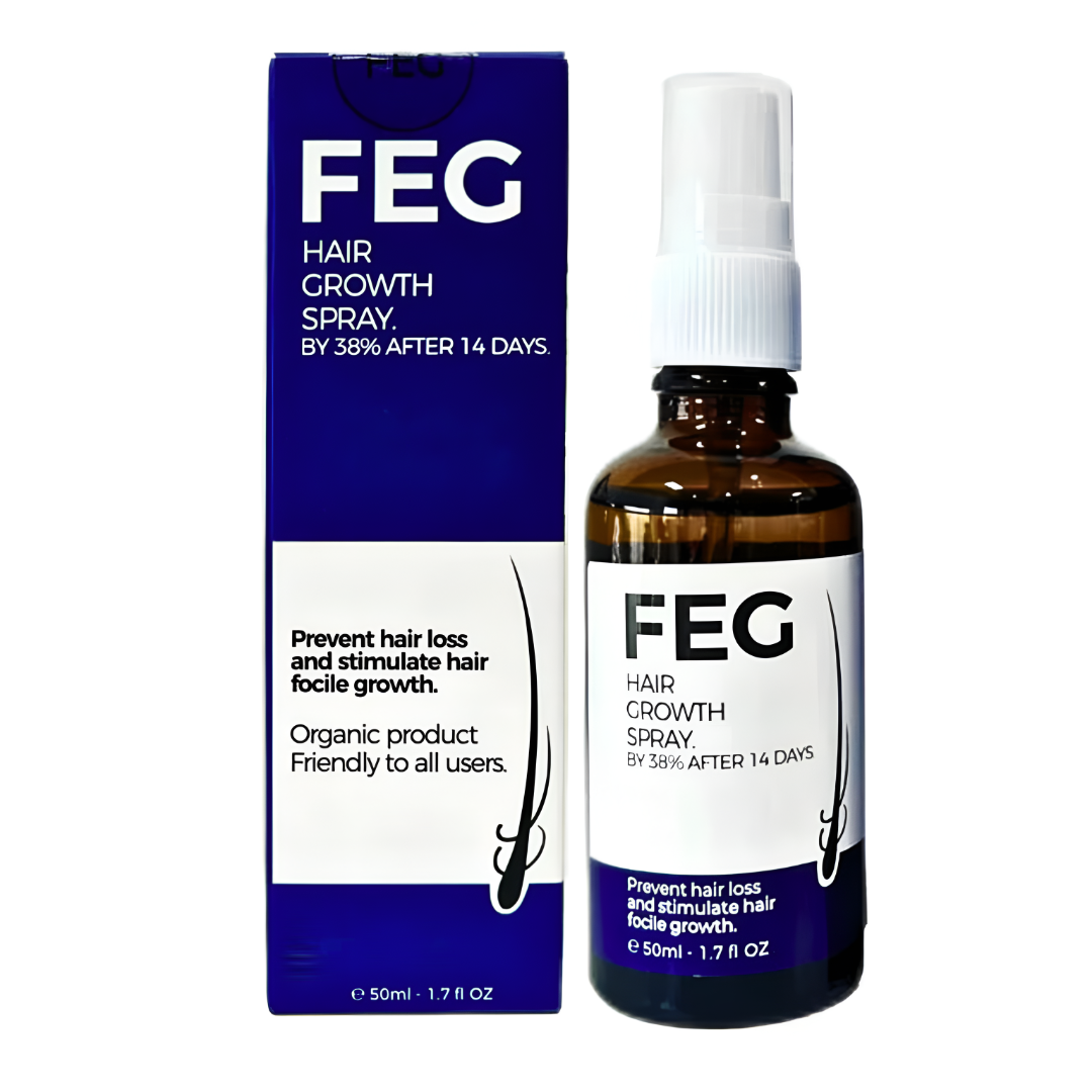FEG PLUS Hair &amp; Beard Regrowth Spray 50ml – Anti Hair Loss Formula with Minoxidil, Redensyl &amp; Natural Extracts