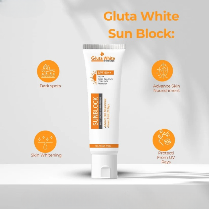 Gluta White Sunblock – Whitening &amp; UV Protection Sunscreen for All Skin Types