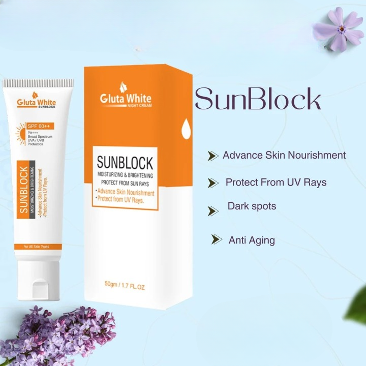 Gluta White Sunblock – Whitening & UV Protection Sunscreen for All Skin Types View Gallery - Pakistan