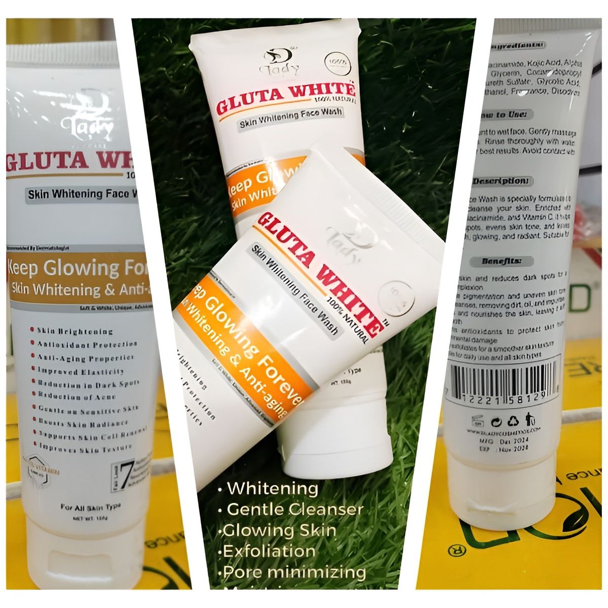 Gluta White 100% Natural Skin Whitening & Anti-Aging Face Wash 100g – Gentle Cleanser For Bright, Smooth & Youthful Skin View Gallery - Pakistan