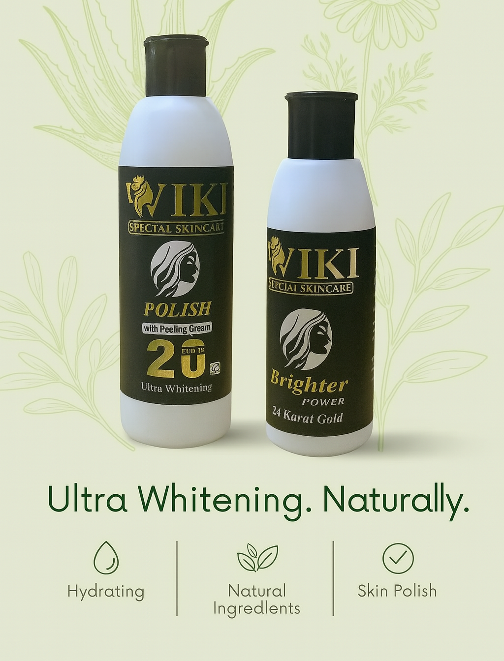 VIKI Special Skincare Brighter Power 24K Gold &amp; Polish Peeling Cream – Ultra Whitening Set (Black)