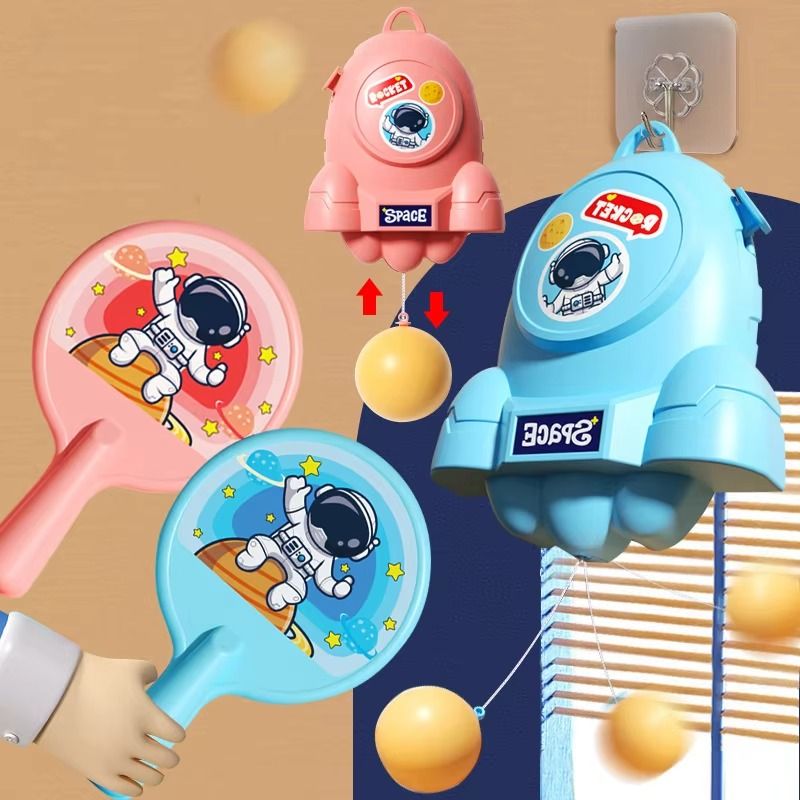 Hanging Ping Pong Game Set – Table Tennis Self Training Kit with 2 Rackets &amp; Practice Ball, Parent-Child Interactive Kids Sports Toy (Random Color)