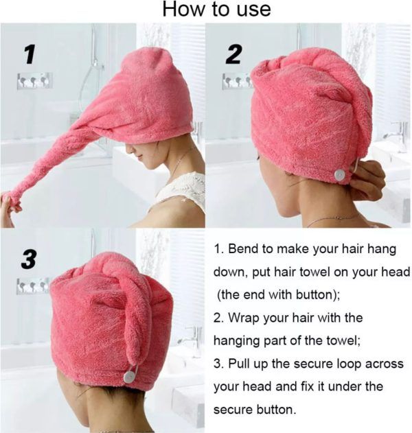 Towel Bath Towels - Dry Hair Cap Super Absorbent Quick-Drying Shower Towel (Random Color) View Gallery - Pakistan