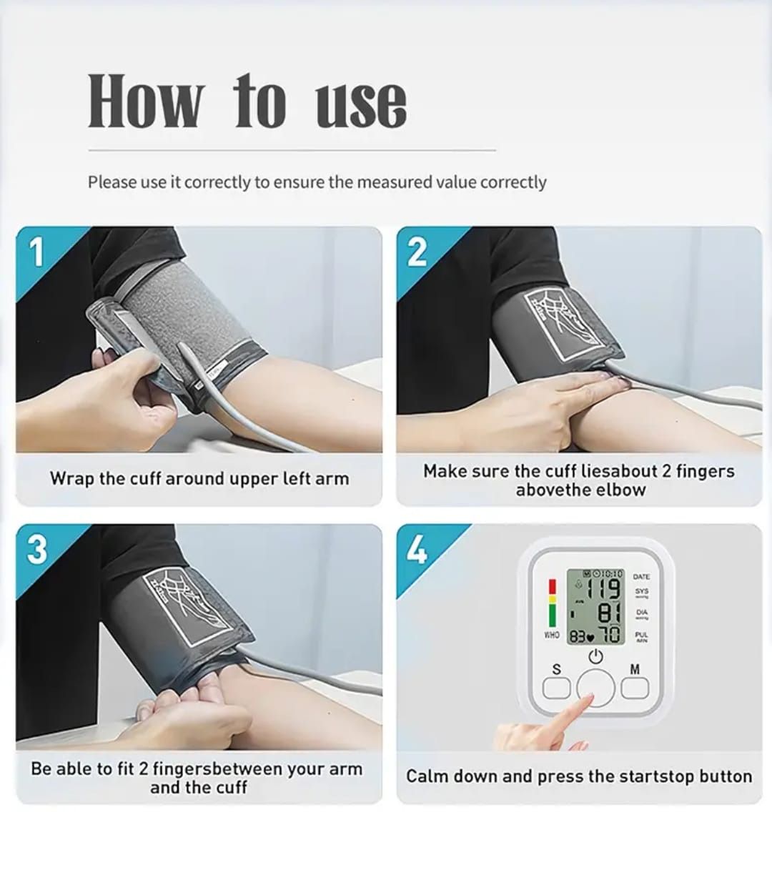 Digital Blood Pressure Monitor – Fully Automatic Upper Arm BP Machine with Heart Rate Detection, Accurate Readings, Easy-to-Use Home Health Device View Gallery - Pakistan