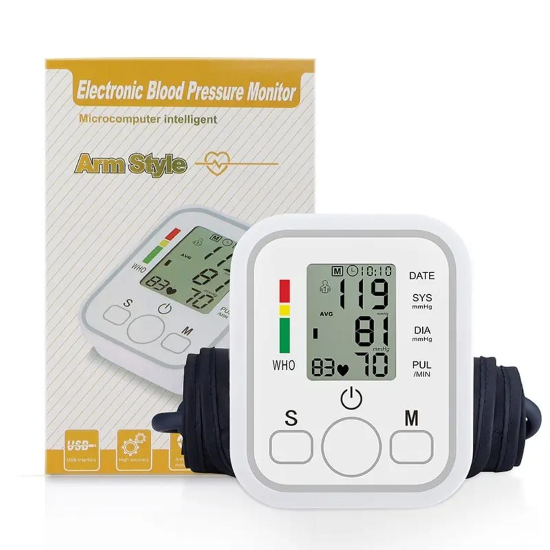 Digital Blood Pressure Monitor – Fully Automatic Upper Arm BP Machine with Heart Rate Detection, Accurate Readings, Easy-to-Use Home Health Device View Gallery - Pakistan