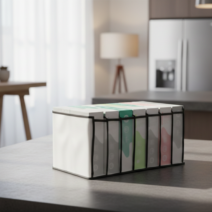 7 Grid Non-Woven Clothes Organizer for Wardrobe – Foldable Storage Box, Milky White, 75 GSM (18x9x9 in) View Gallery - Pakistan