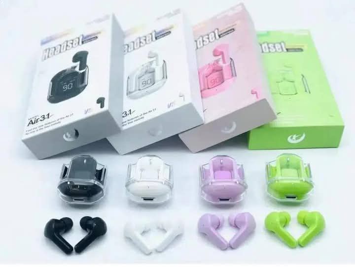 Air 31 Earbuds Wireless Earbuds With Crystal Transparent Case With Type-C Charging | Earbuds Bluetooth 5.3 - With Pouch - Random Color View Gallery - Pakistan
