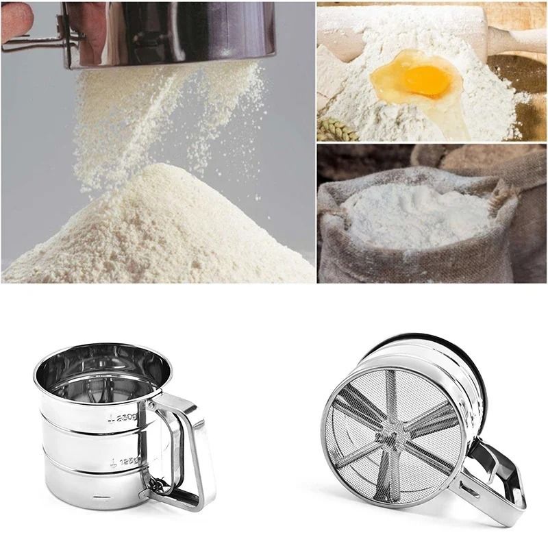 Stainless Steel Flour Sieve Cup – Handheld Baking Sifter for Flour, Sugar &amp;amp; Powdered Ingredients